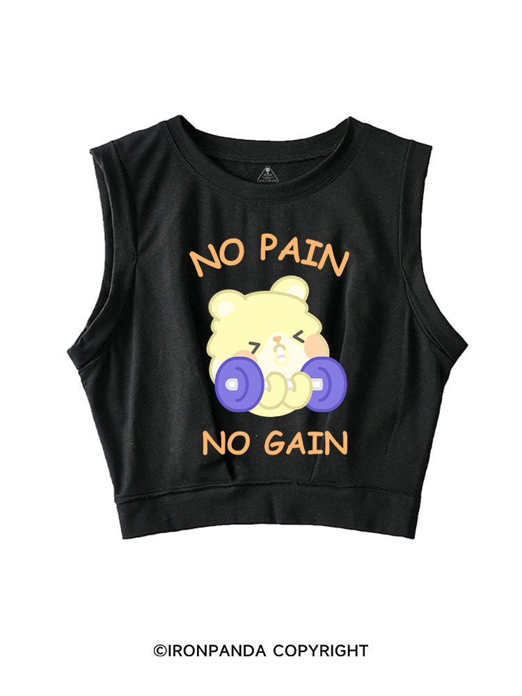NO PAIN NO GAIN SLEEVELESS CROP TOPS