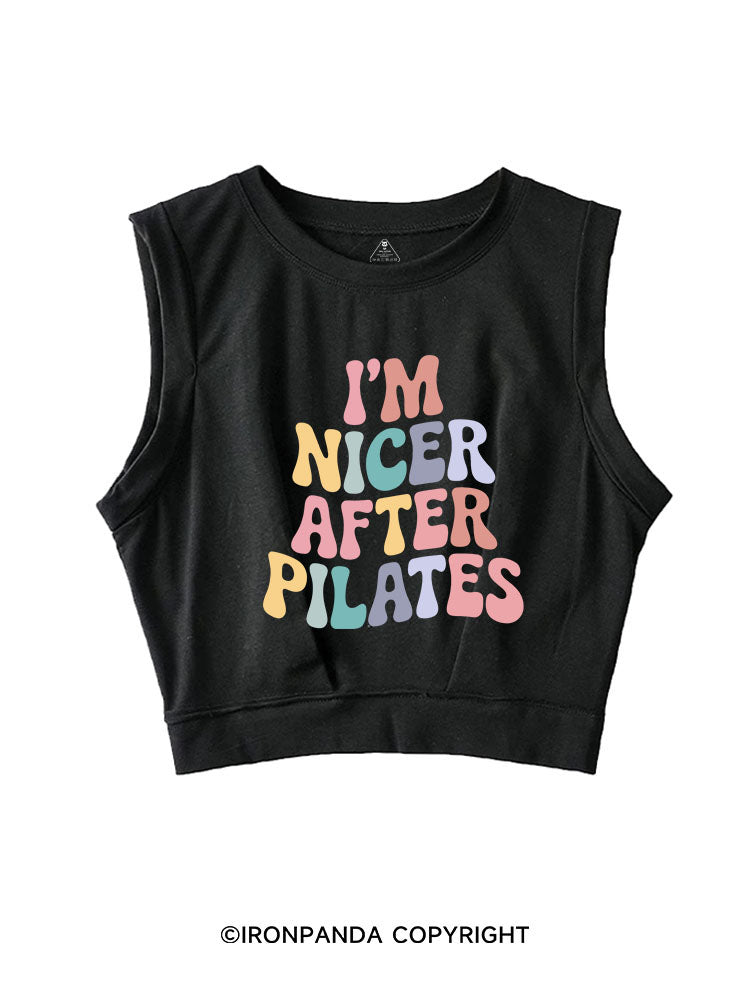 I'M NICER AFTER PILATES SLEEVELESS CROP TOPS