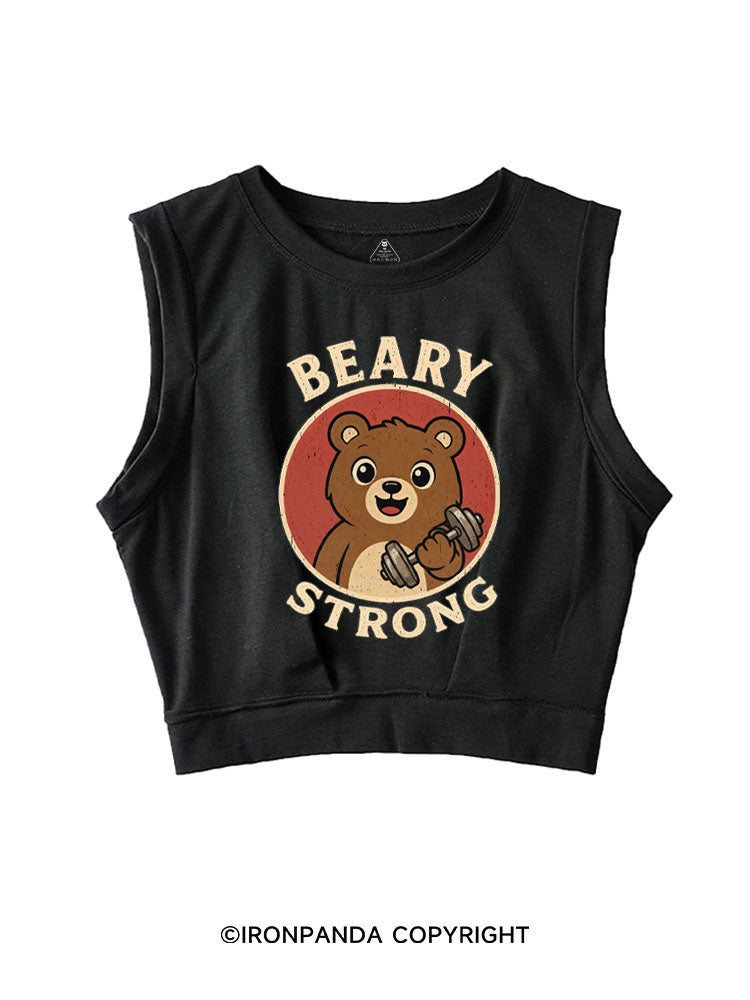 BEARY STRONG BEAR SWOLE SLEEVELESS CROP TOPS