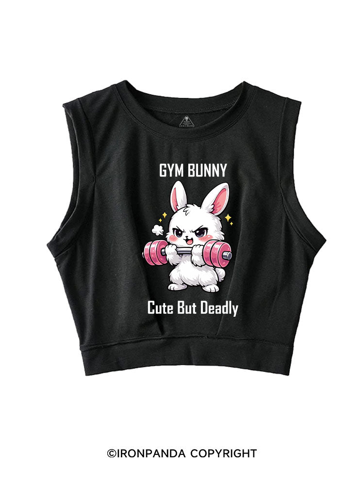 GYM BUNNY CUTE BUT DEADLY SLEEVELESS CROP TOPS