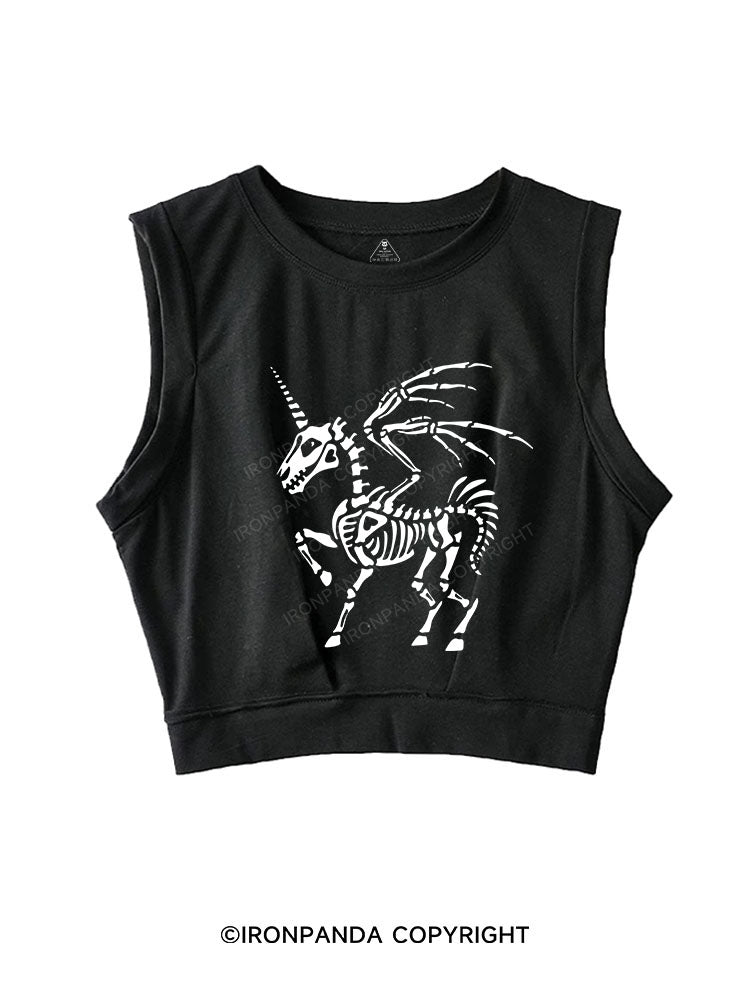 FLYING UNICORN SKELETON SLEEVELESS CROP TOPS
