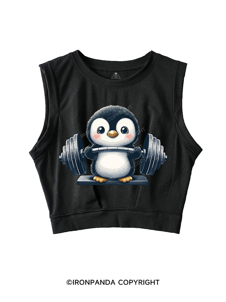 PENGUIN WEIGHTLIFTING SLEEVELESS CROP TOPS
