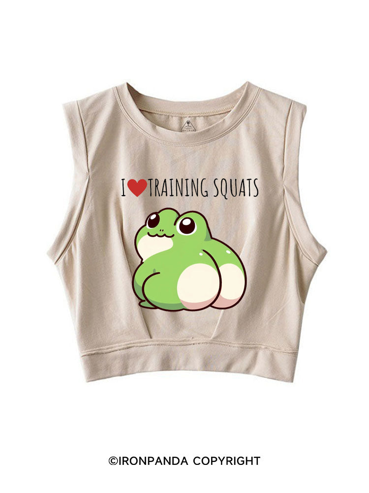 I ❤ TRAINING SQUATS FROG SLEEVELESS CROP TOPS