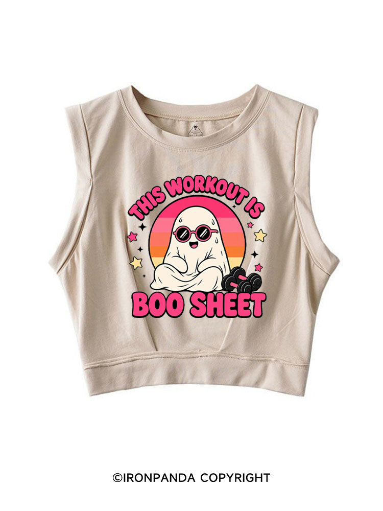 THIS WORKOUT IS BOO SHEET FUNNY GHOST SLEEVELESS CROP TOPS