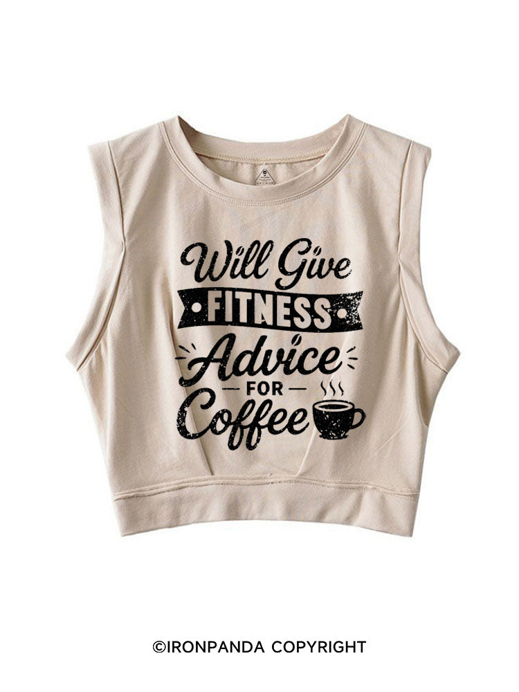 WILL GIVE FITNESS ADVICE FOR COFFEE SLEEVELESS CROP TOPS