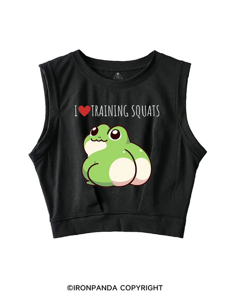 I ❤ TRAINING SQUATS FROG SLEEVELESS CROP TOPS