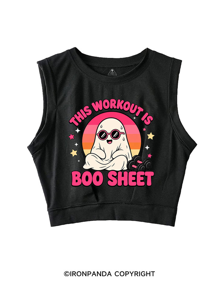 THIS WORKOUT IS BOO SHEET FUNNY GHOST SLEEVELESS CROP TOPS