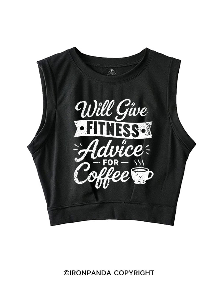 WILL GIVE FITNESS ADVICE FOR COFFEE SLEEVELESS CROP TOPS