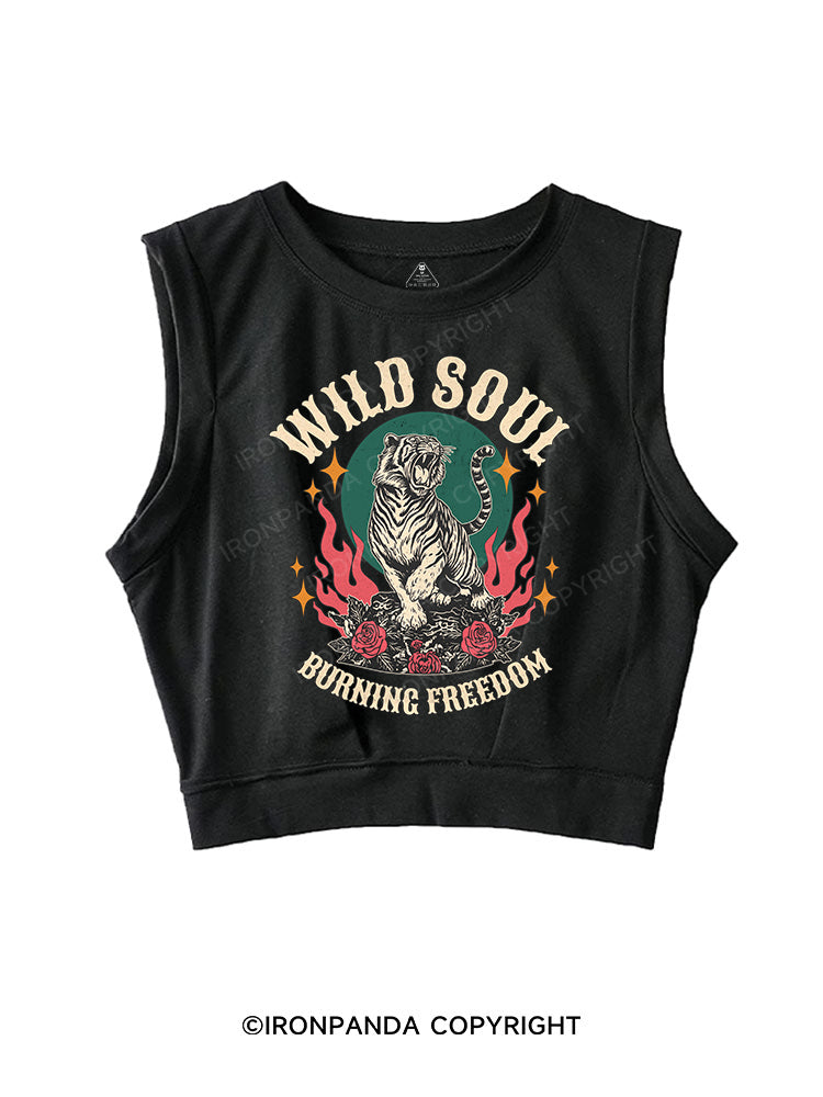 WILD SOUL BURNING FREEDOM SLEEVELESS CROP TOPS