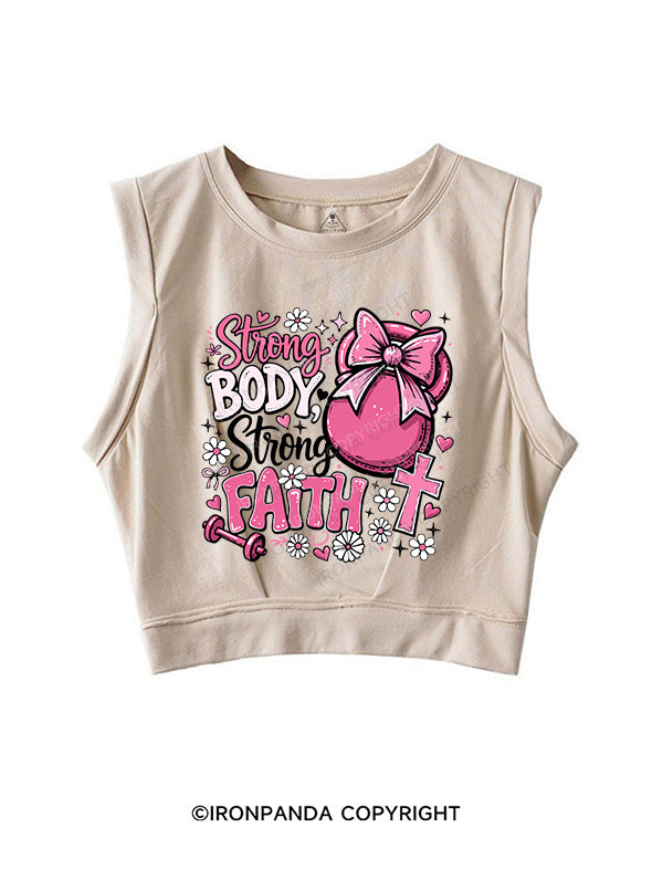 strong body strong faith SLEEVELESS CROP TOPS