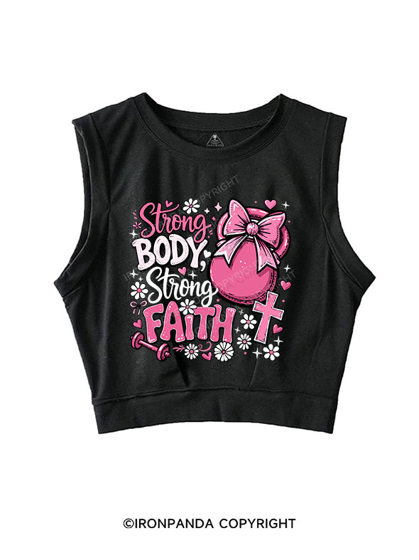 strong body strong faith SLEEVELESS CROP TOPS
