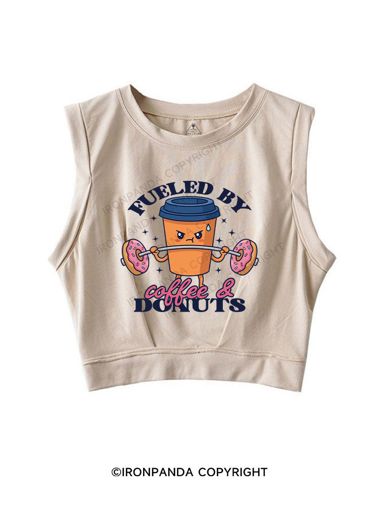 FUELED BY COFFEE & DONUTS SLEEVELESS CROP TOPS