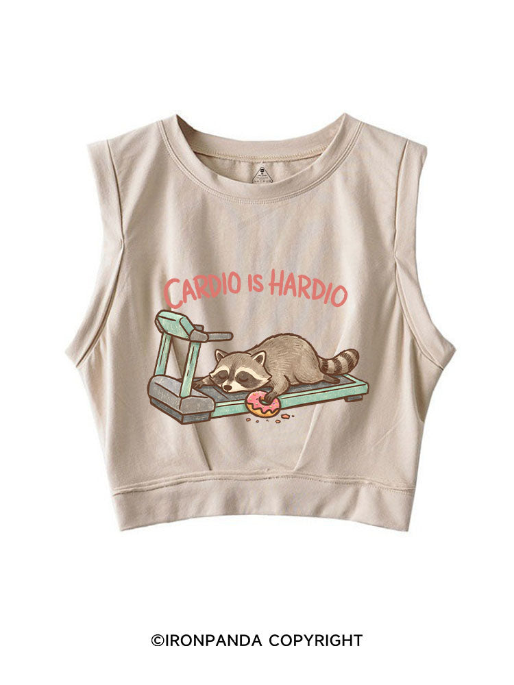 CARDIO IS HARDIO SLEEVELESS CROP TOPS