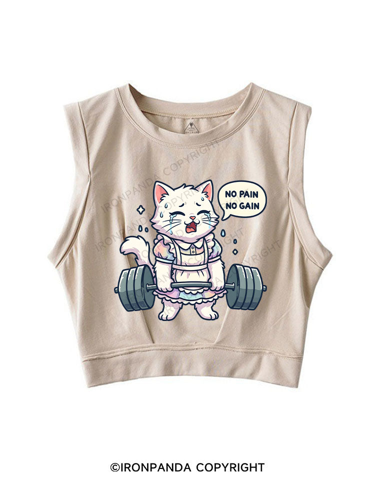 NO PAIN, NO GAIN SLEEVELESS CROP TOPS