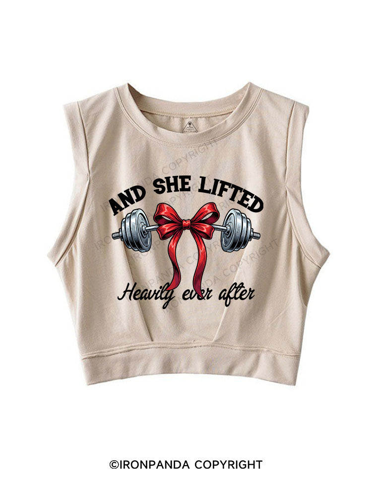 AND SHE LIFTED SLEEVELESS CROP TOPS