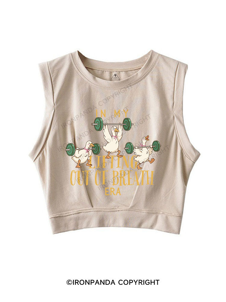 IN MY LIFTING OUT OF BREATH ERA SLEEVELESS CROP TOPS
