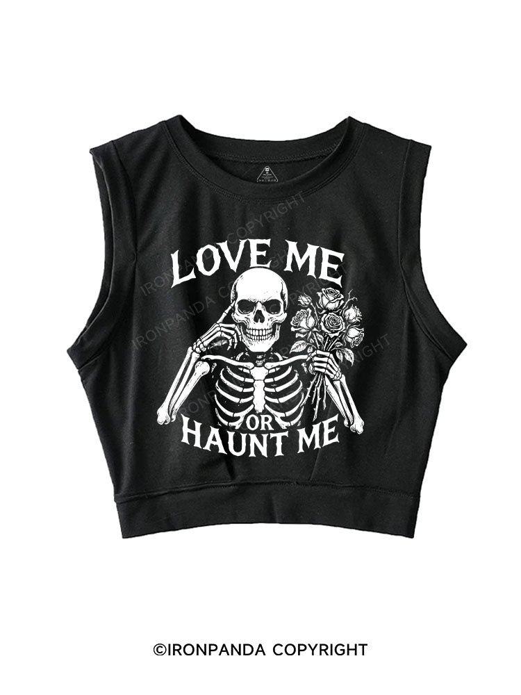 LOVE ME OR HAUNT ME SLEEVELESS CROP TOPS