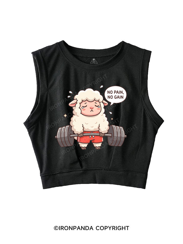 NO PAIN, NO GAIN SLEEVELESS CROP TOPS