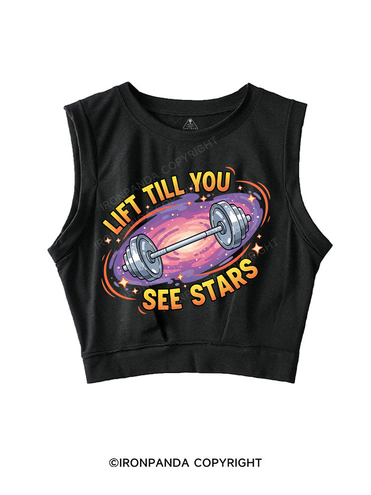 LIFT TILL YOU SEE STARS SLEEVELESS CROP TOPS