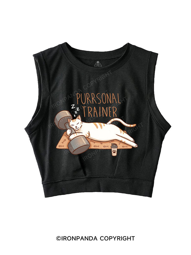 Purrsonal Trainer SLEEVELESS CROP TOPS