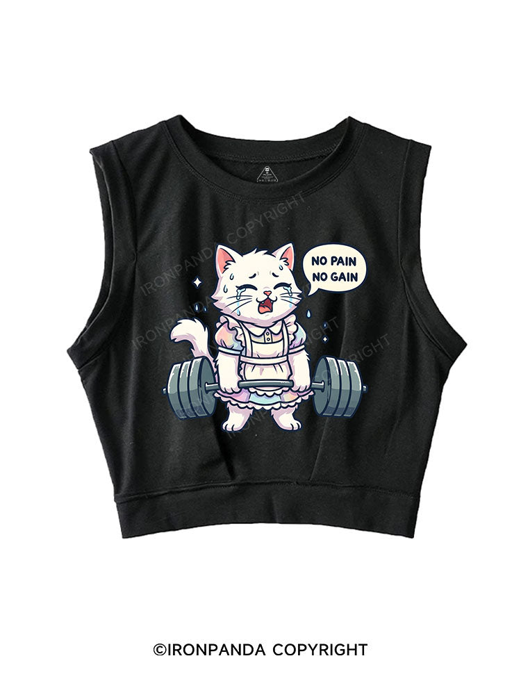 NO PAIN, NO GAIN SLEEVELESS CROP TOPS
