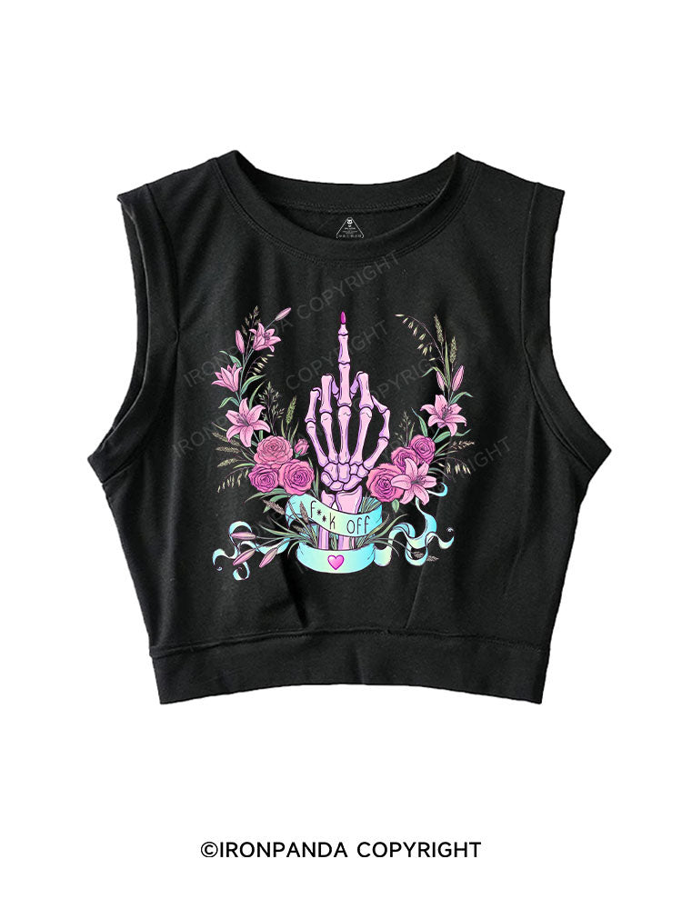 fuck off SLEEVELESS CROP TOPS