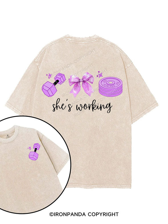 she's working printed Gym Shirt