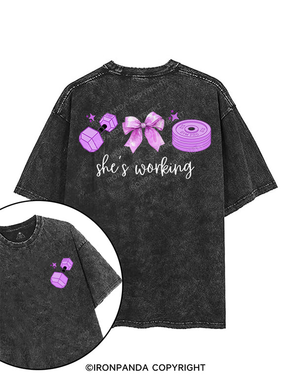 she's working printed Gym Shirt