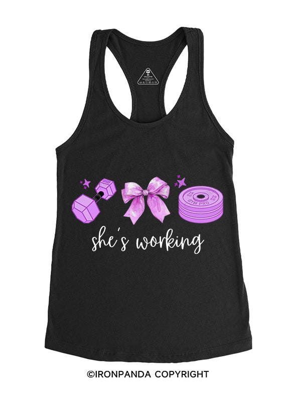 she's working Gym Racerback Tank