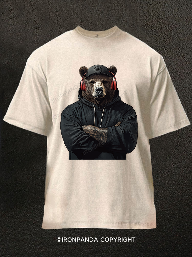 Bear with headphones Washed Gym Shirt