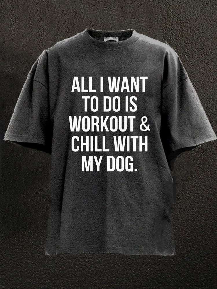 All I Want To Do Is Workout & Chill With My Dog Washed Gym Shirt