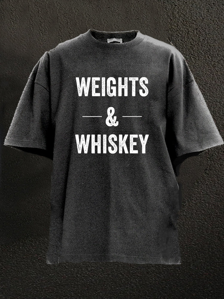 Weights and whiskey Washed Gym Shirt