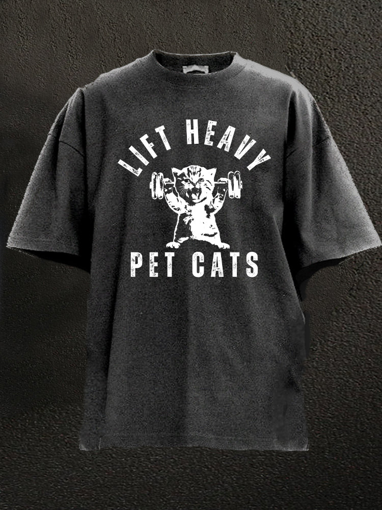 lift heavy pet cats Washed Gym Shirt