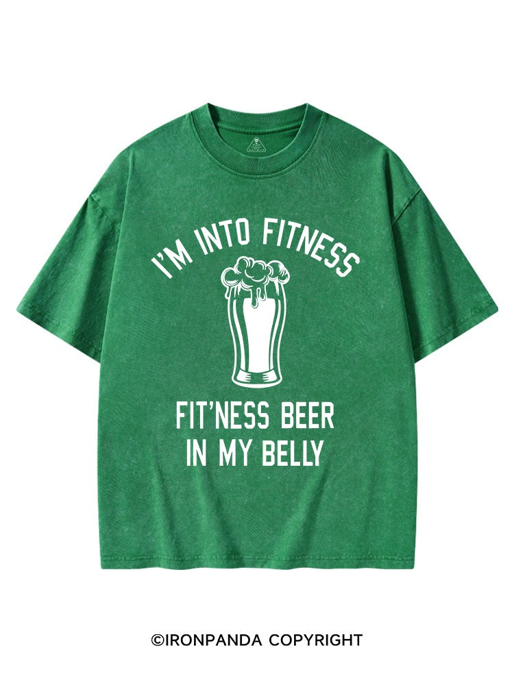 I'm Into Fitness Fit'ness Beer in My Belly St Patrick's Washed Gym T-shirt
