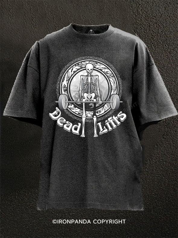 deadlifts skeleton Washed Gym Shirt