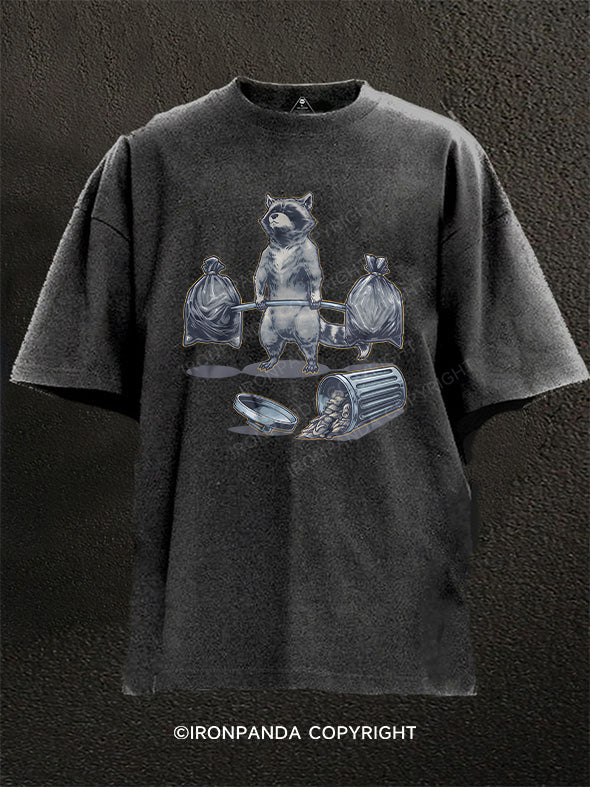 Deadlifting Raccoon Washed Gym Shirt