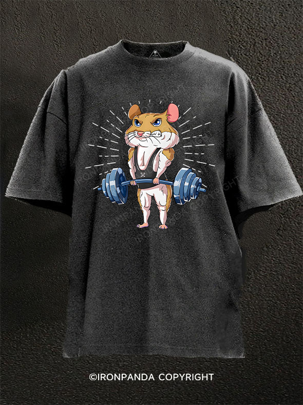 Hamster Deadlift Fitness Washed Gym Shirt