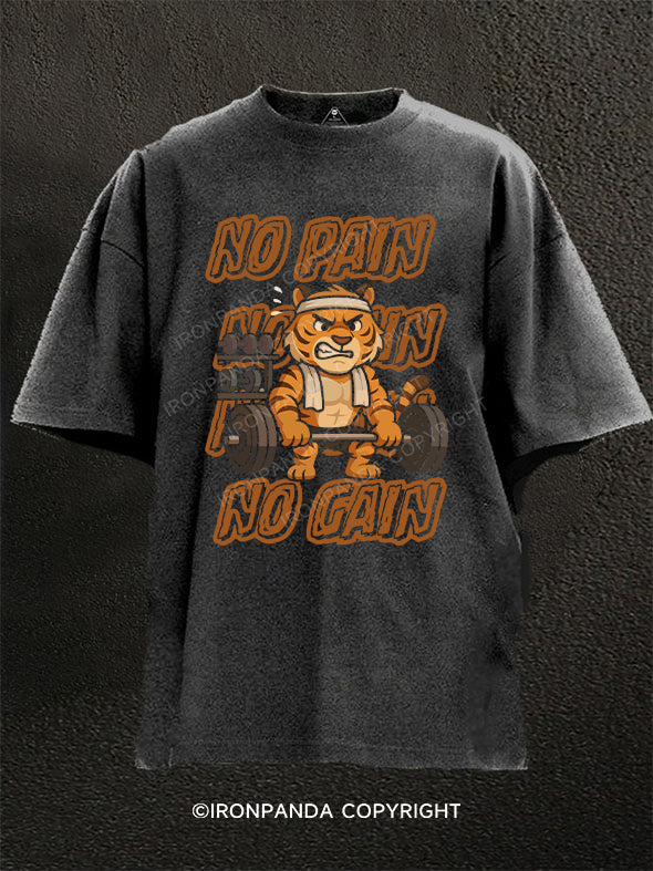 No Pain No Gain tiger Washed Gym Shirt