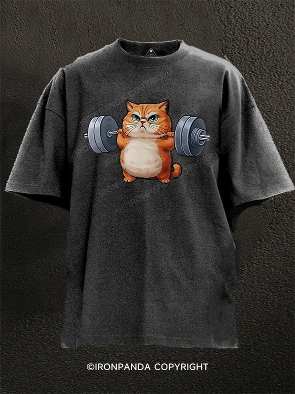 gym cat Washed Gym Shirt