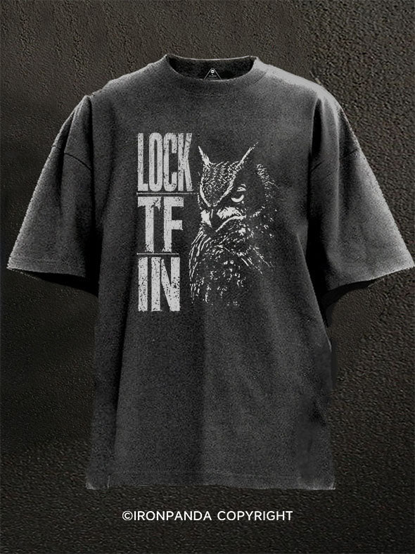 Lock TF In Owl  Washed Gym Shirt