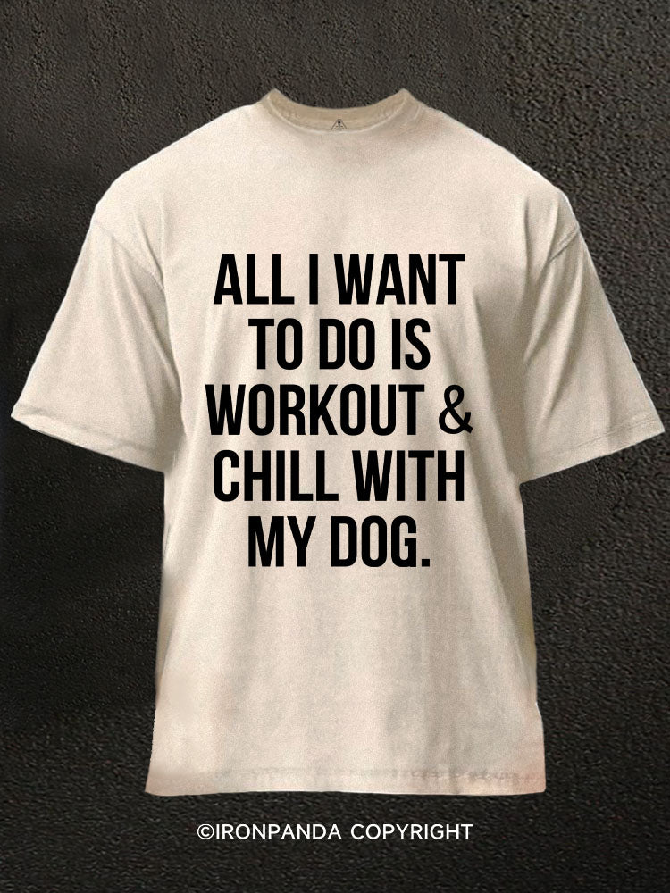 All I Want To Do Is Workout & Chill With My Dog Washed Gym Shirt
