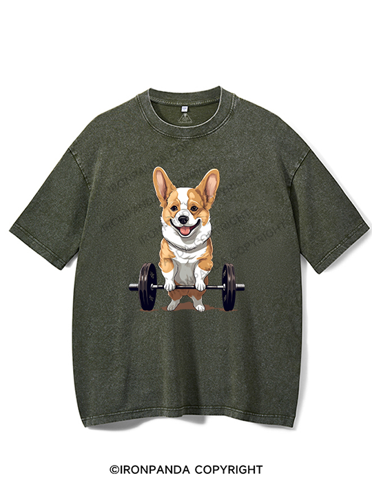 Weightlifting Dog Washed Gym Shirt