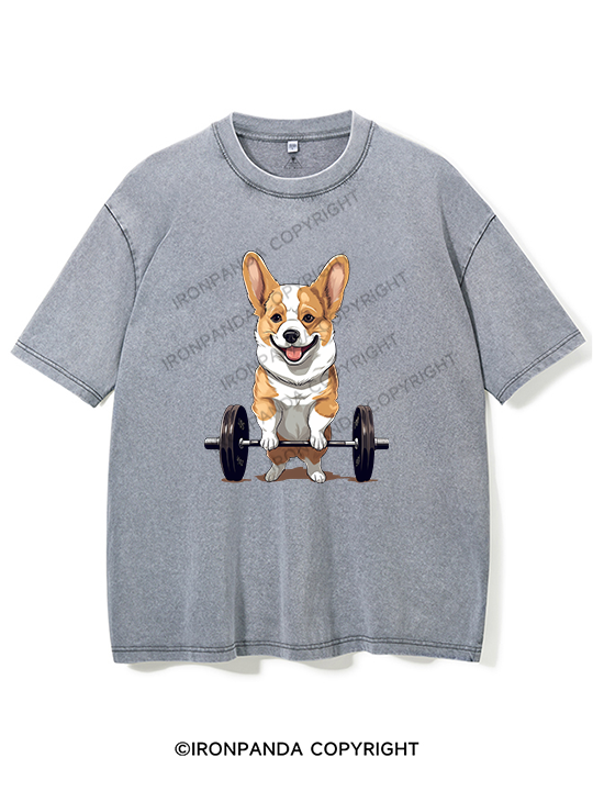 Weightlifting Dog Washed Gym Shirt