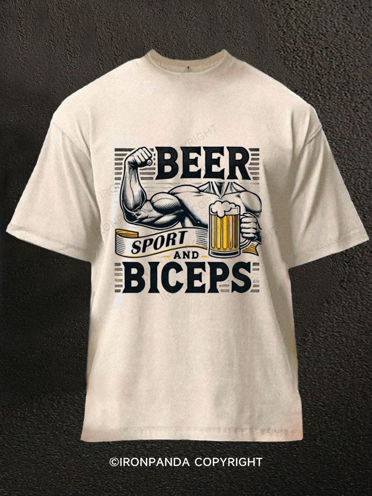 BEER SPORT AND BICEPS Washed Gym Shirt
