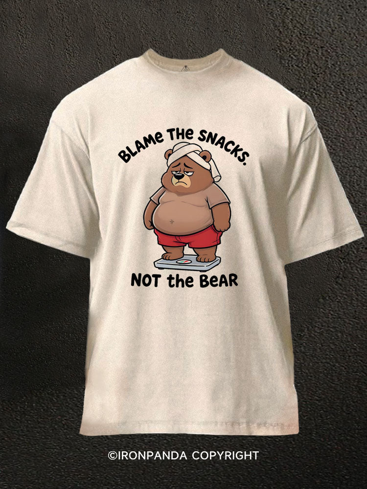 BLAME THE SNACKS, NOT THE BEAR Washed Gym Shirt