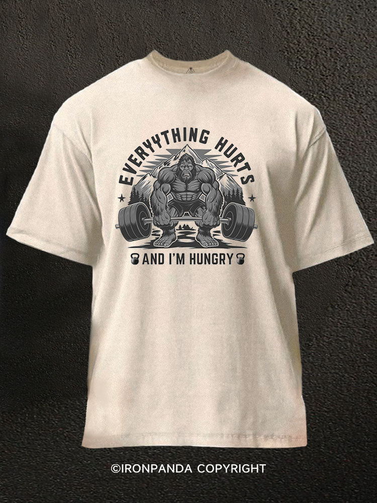 Everything hurts and I'm hungry Washed Gym Shirt