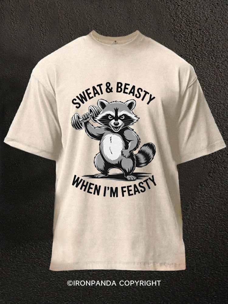 SWEAT & BEASTY WHEN I'M FEASTY Washed Gym Shirt