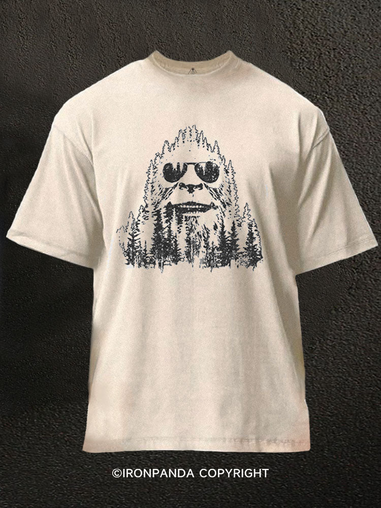 Funny Bigfoot Washed Gym Shirt