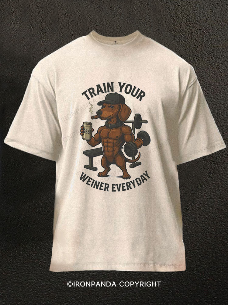 Train Your Weiner Everyday Washed Gym Shirt
