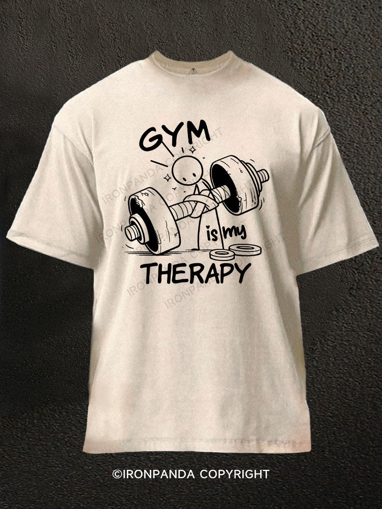 GYM is My Therapy Washed Gym Shirt
